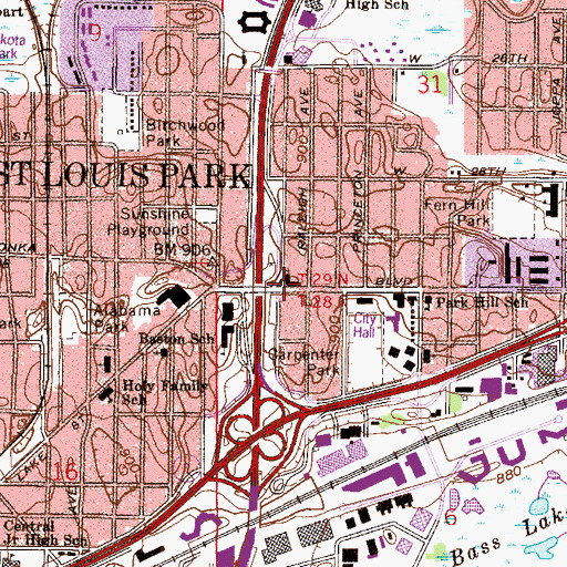 Topographic Map of Saint Georges Episcopal Church, MN