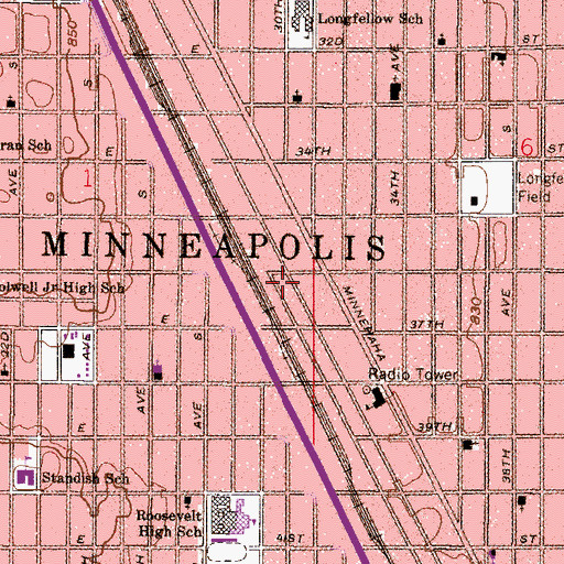 Topographic Map of Saint James African Methodist Episcopal Church, MN