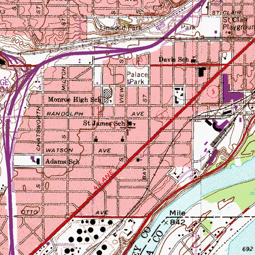Topographic Map of Saint James Catholic Church, MN