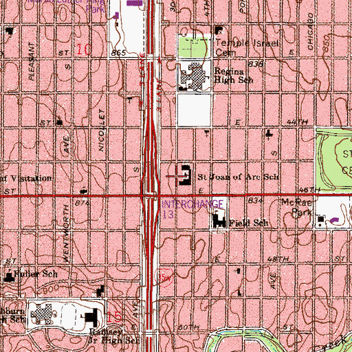 Topographic Map of Saint Joan of Arc Church, MN