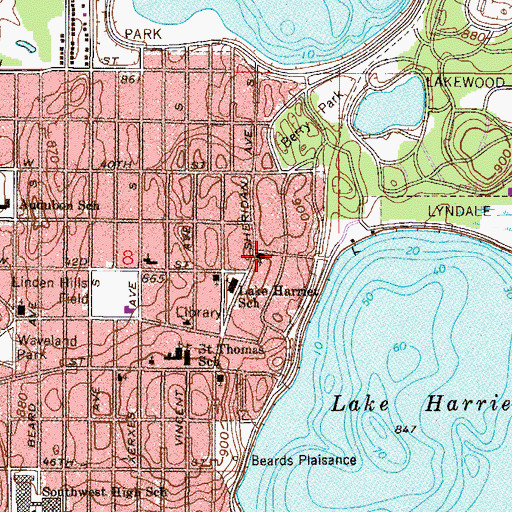 Topographic Map of Saint Johns Episcopal Church, MN