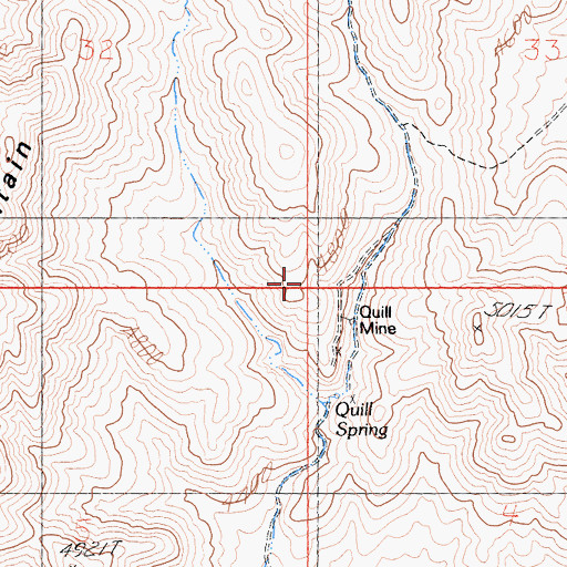 Topographic Map of Quill Mine, CA