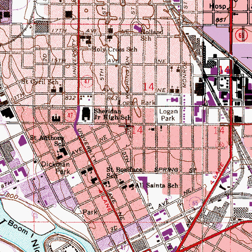 Topographic Map of Saint Johns Lutheran Church, MN