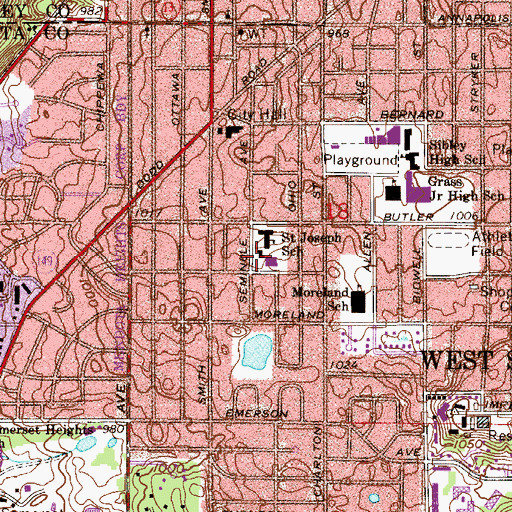 Topographic Map of Saint Joseph Church, MN