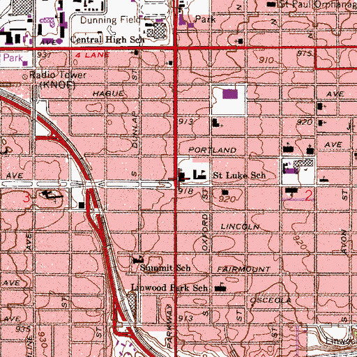 Topographic Map of Saint Lukes Catholic Church, MN