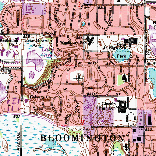 Topographic Map of Saint Marks United Church of Christ, MN