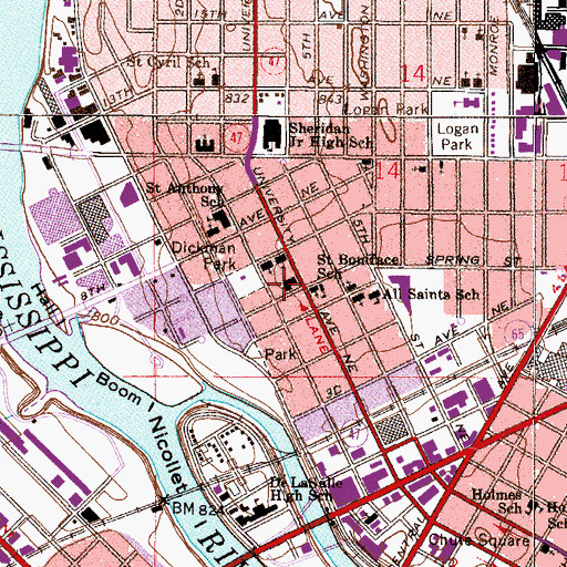 Topographic Map of Saint Marons Catholic Church, MN