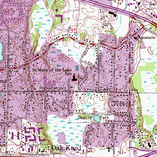 Topographic Map of Saint Mary of the Lake Church, MN