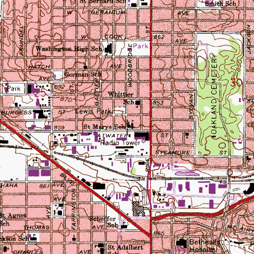 Topographic Map of Saint Marys Romanian Church, MN