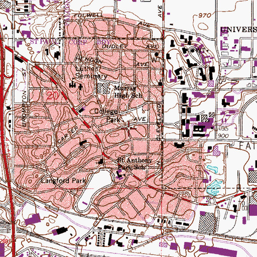Topographic Map of Saint Matthews Episcopal Church, MN