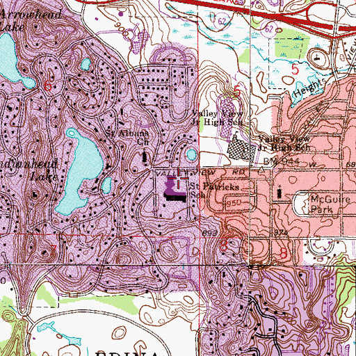 Topographic Map of Saint Patricks Catholic Church of Edina, MN