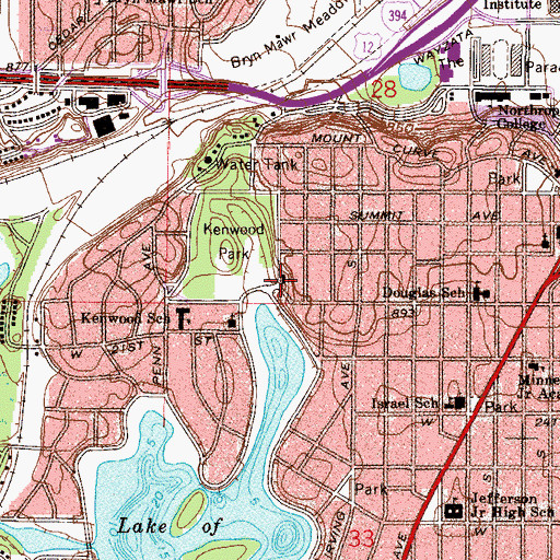 Topographic Map of Saint Pauls Episcopal Church, MN