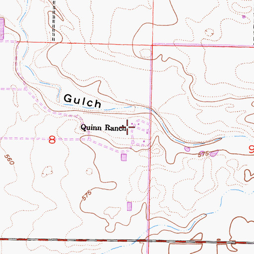 Topographic Map of Quinn Ranch, CA