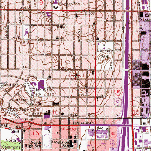 Topographic Map of Saint Philip the Deacon Lutheran Church, MN