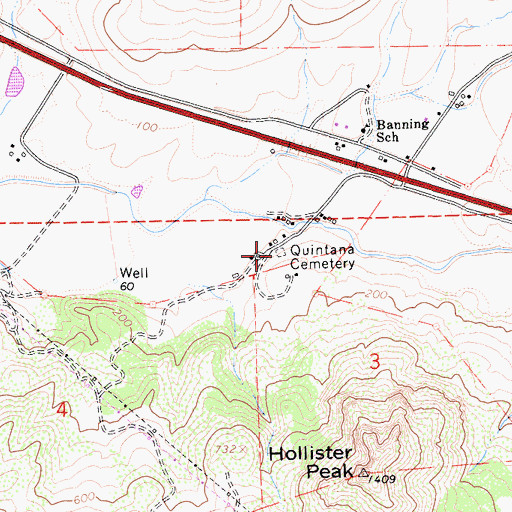 Topographic Map of Quintana Cemetery, CA