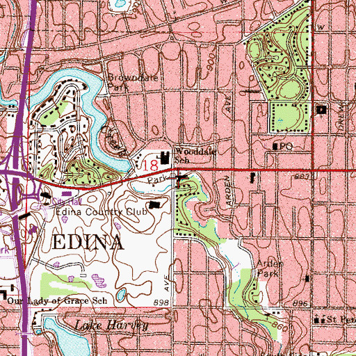 Topographic Map of Saint Stephens Episcopal Church, MN