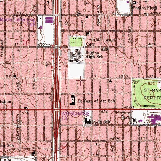 Topographic Map of Saint Thomas Episcopal Church, MN