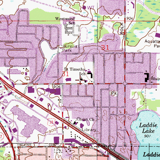 Topographic Map of Saint Timothys Catholic Church, MN