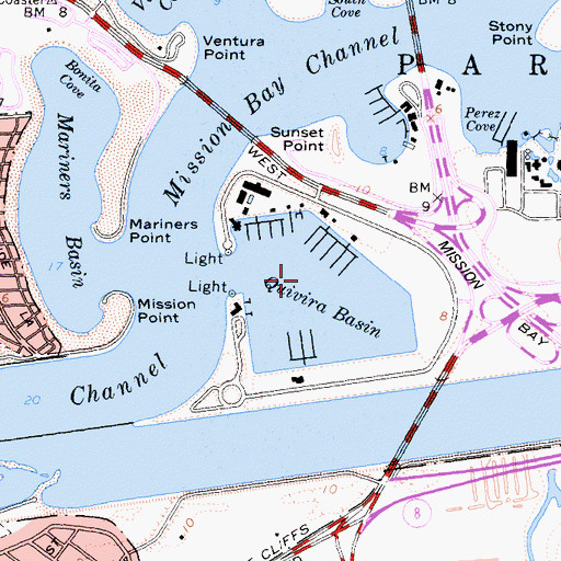 Topographic Map of Quivira Basin, CA
