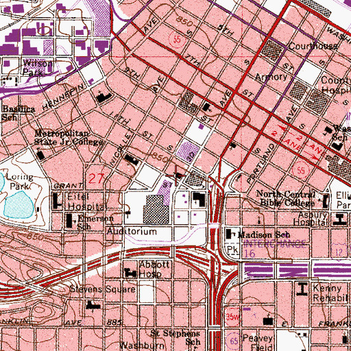 Topographic Map of Second Church of Christ Scientist, MN