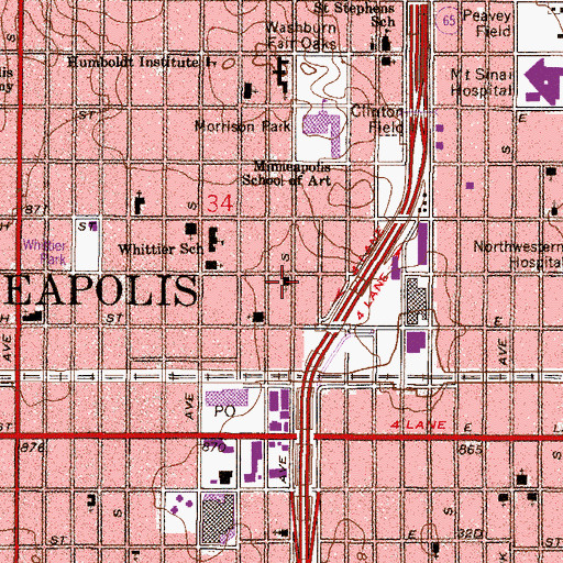 Topographic Map of Seventh Day Adventist Church, MN