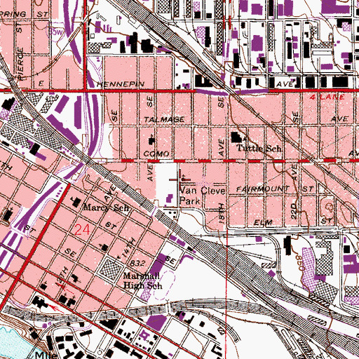 Topographic Map of Southeast Christian Church, MN