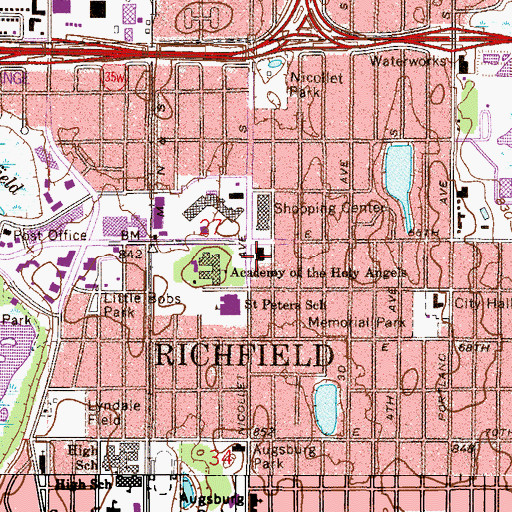 Topographic Map of Southview Baptist Church of Richfield, MN
