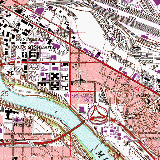Topographic Map of Stadium Village Church, MN