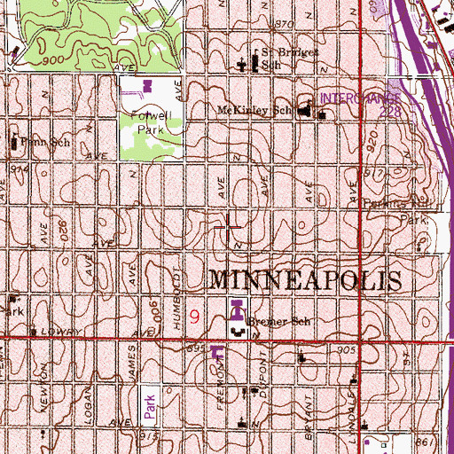 Topographic Map of True Love Church Ministries of Arts, MN