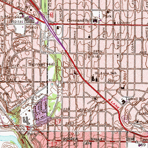 Topographic Map of True Vine Missionary Baptist Church, MN