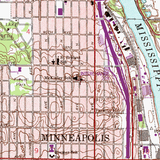 Topographic Map of United Faith Pentecostal Church, MN