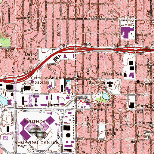 Topographic Map of United Methodist Church of Peace, MN