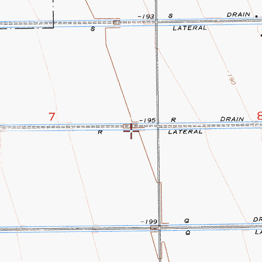 Topographic Map of R Lateral, CA