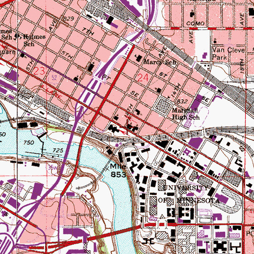 Topographic Map of University Baptist Church, MN