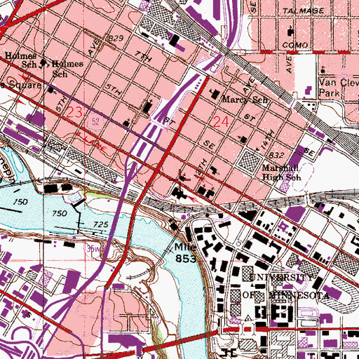 Topographic Map of University Lutheran Center, MN
