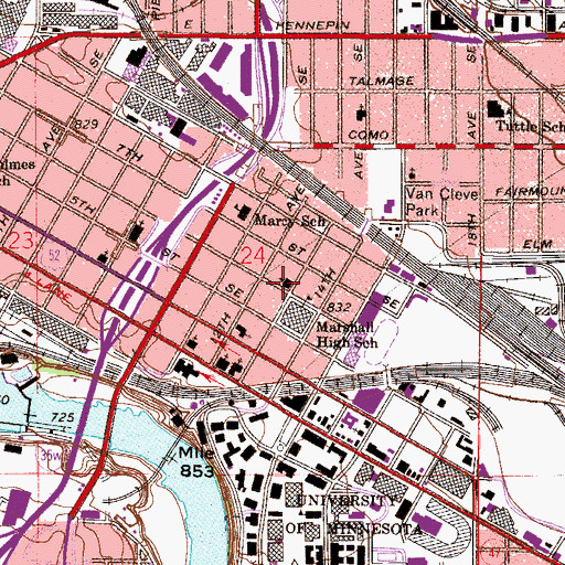 Topographic Map of University Lutheran Church of Hope, MN