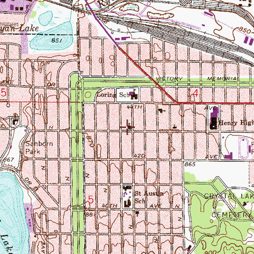 Topographic Map of Victory Lutheran Church, MN