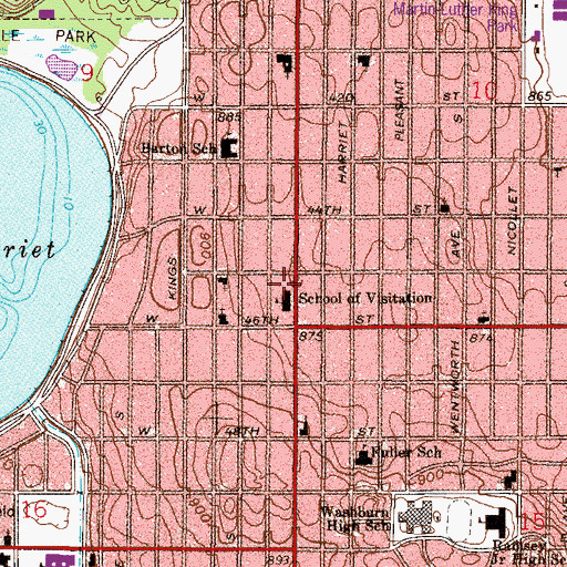 Topographic Map of Visitation Catholic Church, MN