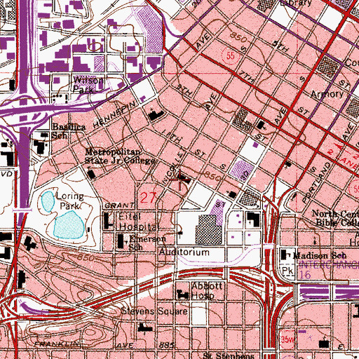 Topographic Map of Westminster Presbyterian Church, MN