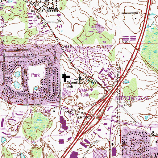 Topographic Map of Woodbury Baptist Church, MN