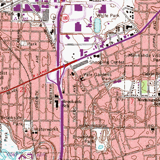 Topographic Map of Wooddale Lutheran Church, MN