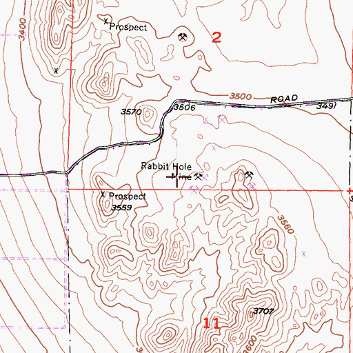 Topographic Map of Rabbit Hole Mine, CA