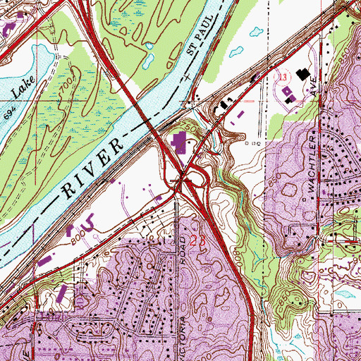 Topographic Map of Interchange 102, MN