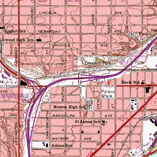 Topographic Map of Interchange 104C, MN