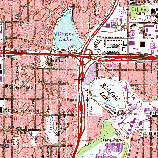 Topographic Map of Interchange 10B, MN