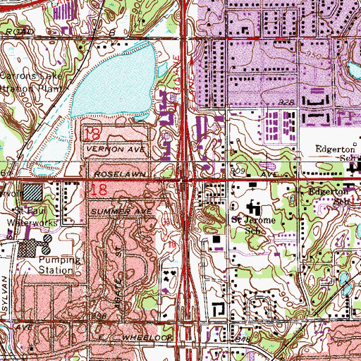 Topographic Map of Interchange 110B, MN