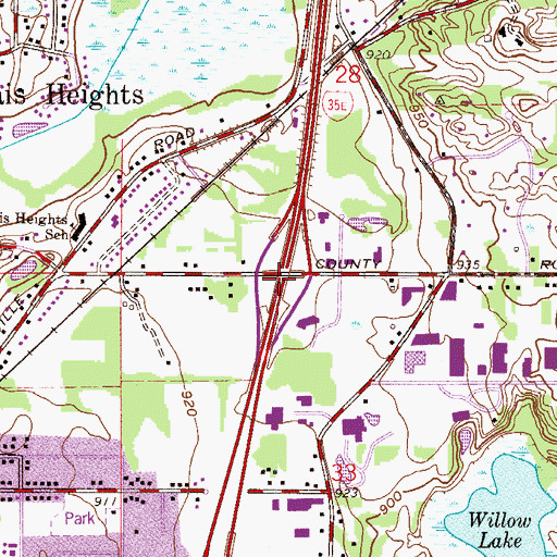 Topographic Map of Interchange 117, MN