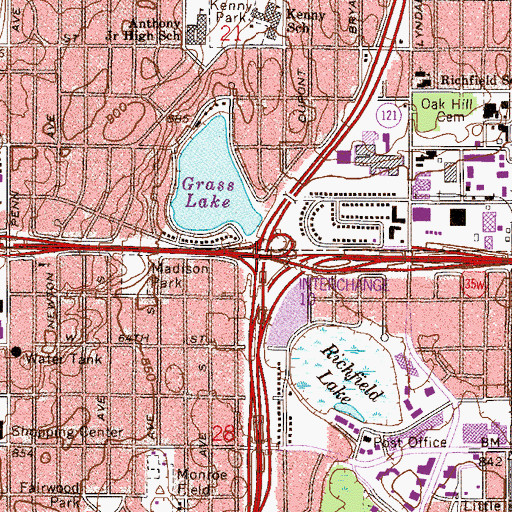 Topographic Map of Interchange 11A, MN