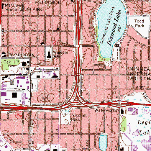 Topographic Map of Interchange 12A, MN