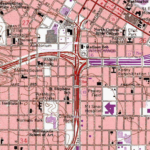 Topographic Map of Interchange 16A, MN